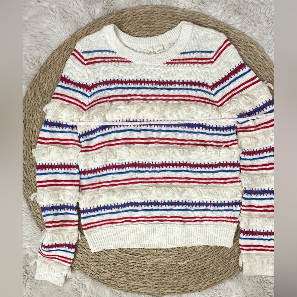 Anthropology Moth Striped Fringe Sweater Size S